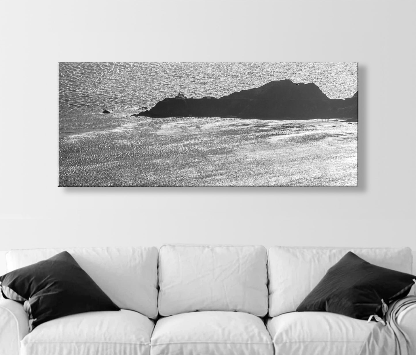 Marin Headlands Point Bonita Lighthouse California Art Print in Black and White