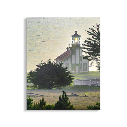 Mendocino California Lighthouse Art Print with Pacific Ocean Sunset at Point Cabrillo