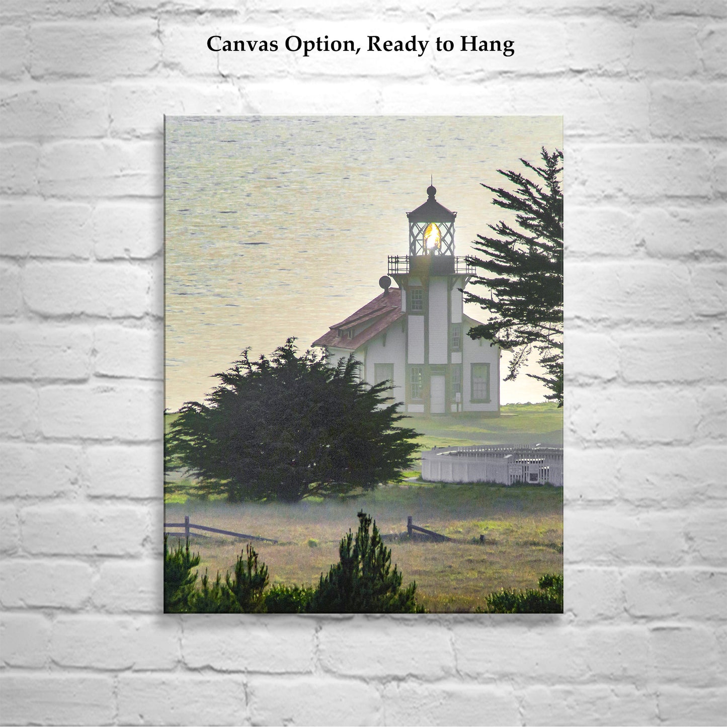 Mendocino California Lighthouse Art Print with Pacific Ocean Sunset at Point Cabrillo