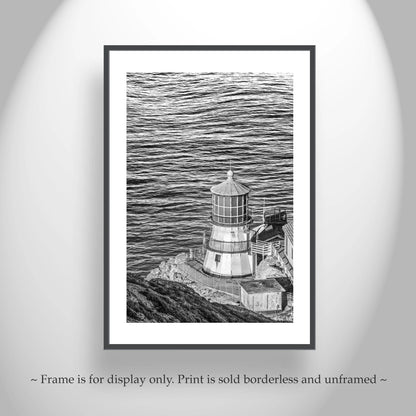 Point Reyes California Lighthouse Photo Print in Black & White