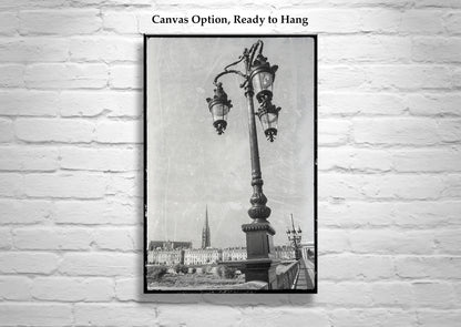 Bordeaux Pont de Pierre Bridge Art Print in Vintage Style