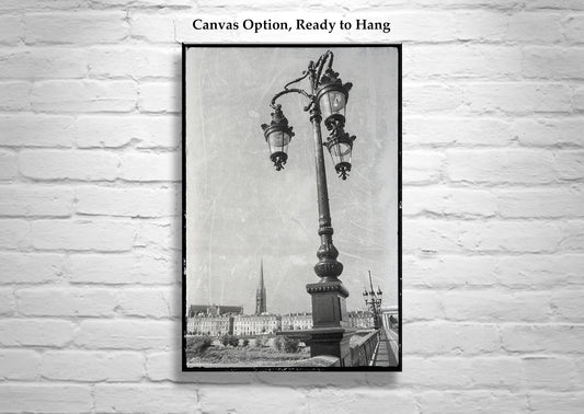 Bordeaux Pont de Pierre Bridge Art Print in Vintage Style