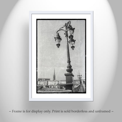 Bordeaux Pont de Pierre Bridge Art Print in Vintage Style