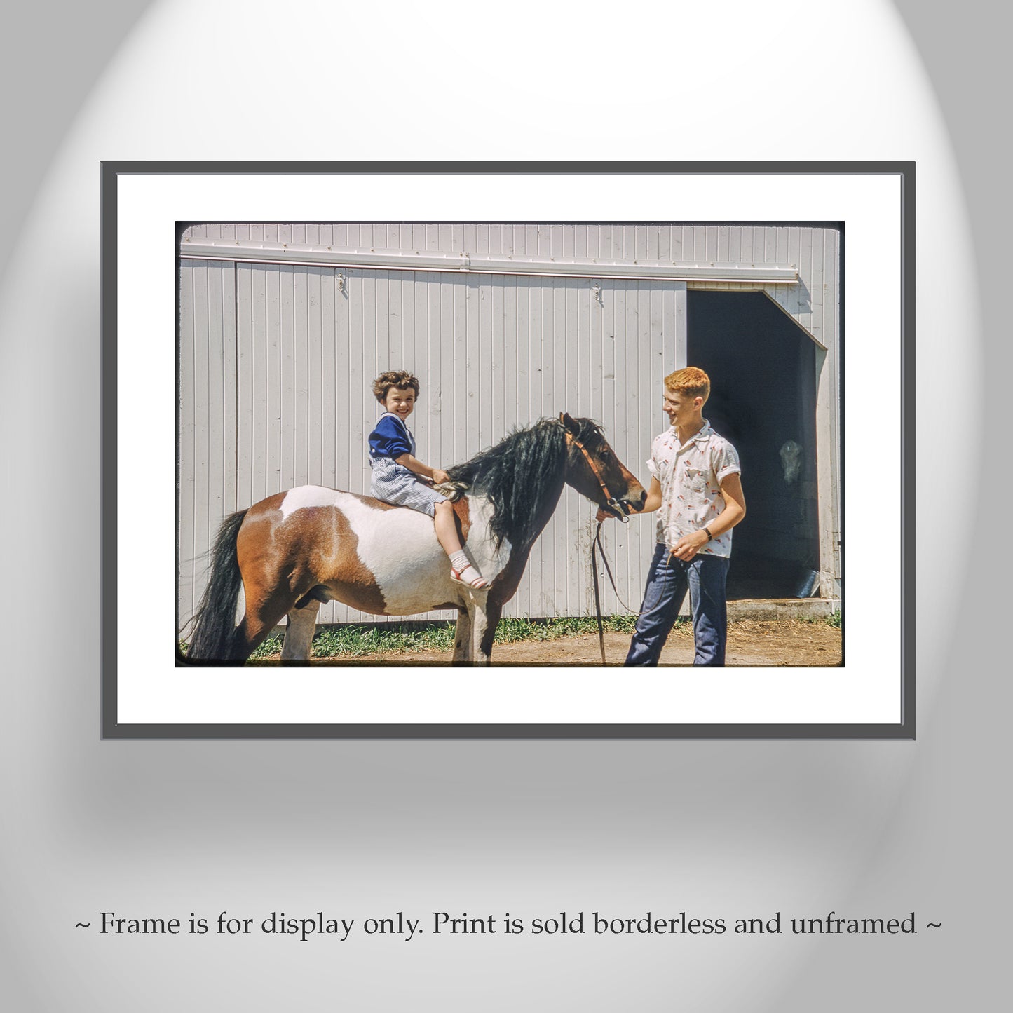 Vintage Iowa Farm Photo with Horse & Barn - Mid-Century Wall Art