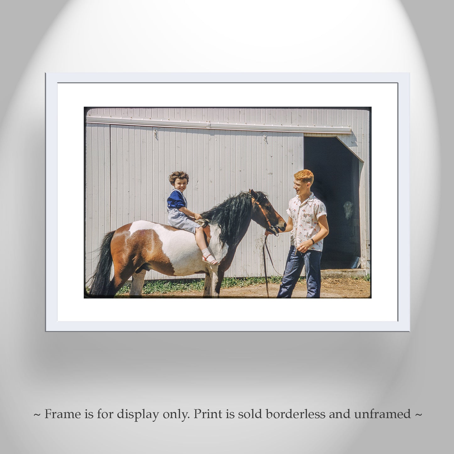 Vintage Iowa Farm Photo with Horse & Barn - Mid-Century Wall Art