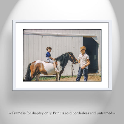 Vintage Iowa Farm Photo with Horse & Barn - Mid-Century Wall Art