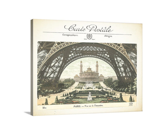 Vintage Paris France Wall Art Print of Trocadero and Eiffel Tower