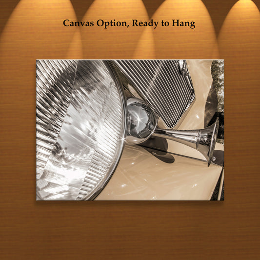 Antique Car Photograph as Sepia Toned Wall Decor in Abstract