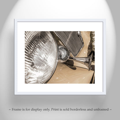 Antique Car Photograph as Sepia Toned Wall Decor in Abstract