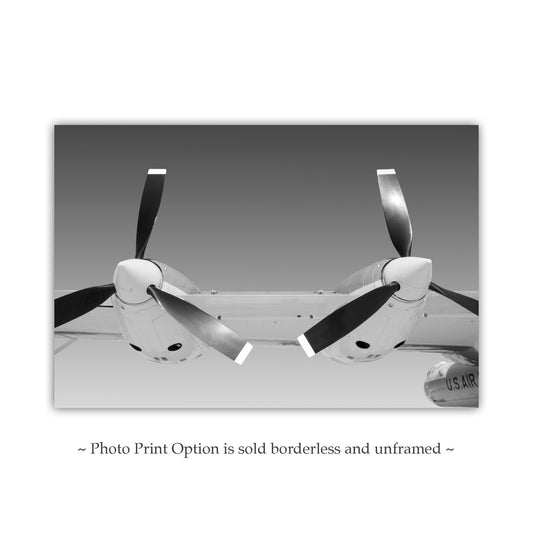 Vintage Propeller Airplane Art Print | Black & White Pilot Gift