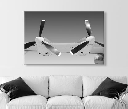 Vintage Propeller Airplane Art Print | Black & White Pilot Gift