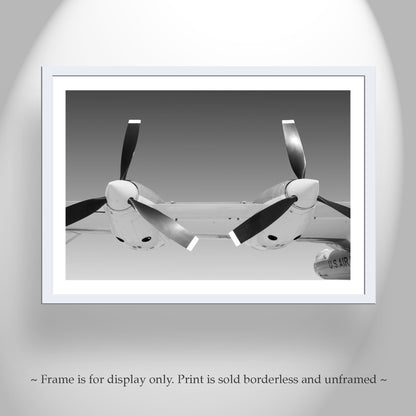 Vintage Propeller Airplane Art Print | Black & White Pilot Gift