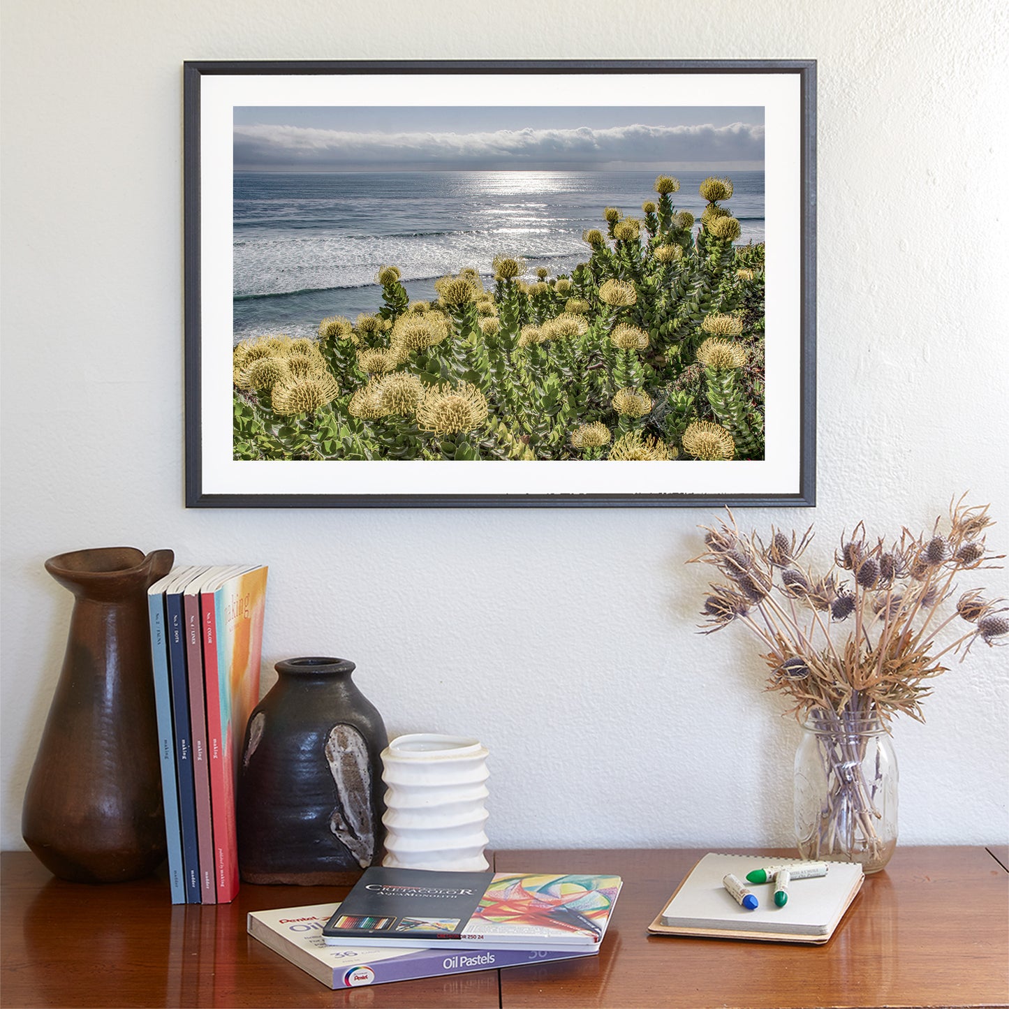 Encinitas San Diego Southern California Art Print with Coastal Flowers