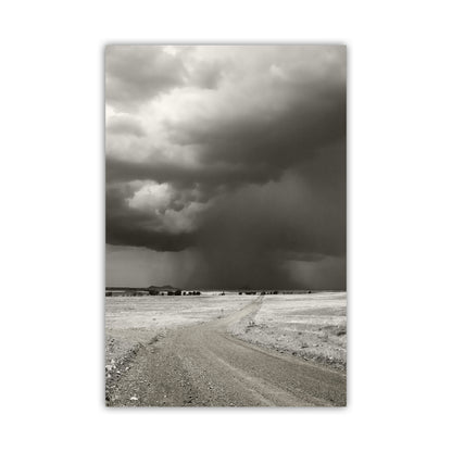 Stormy sky over a dirt road in a desert landscape. Southwest Monsoon Storm | Arizona Ranch Landscape Art | Rustic Country Roads