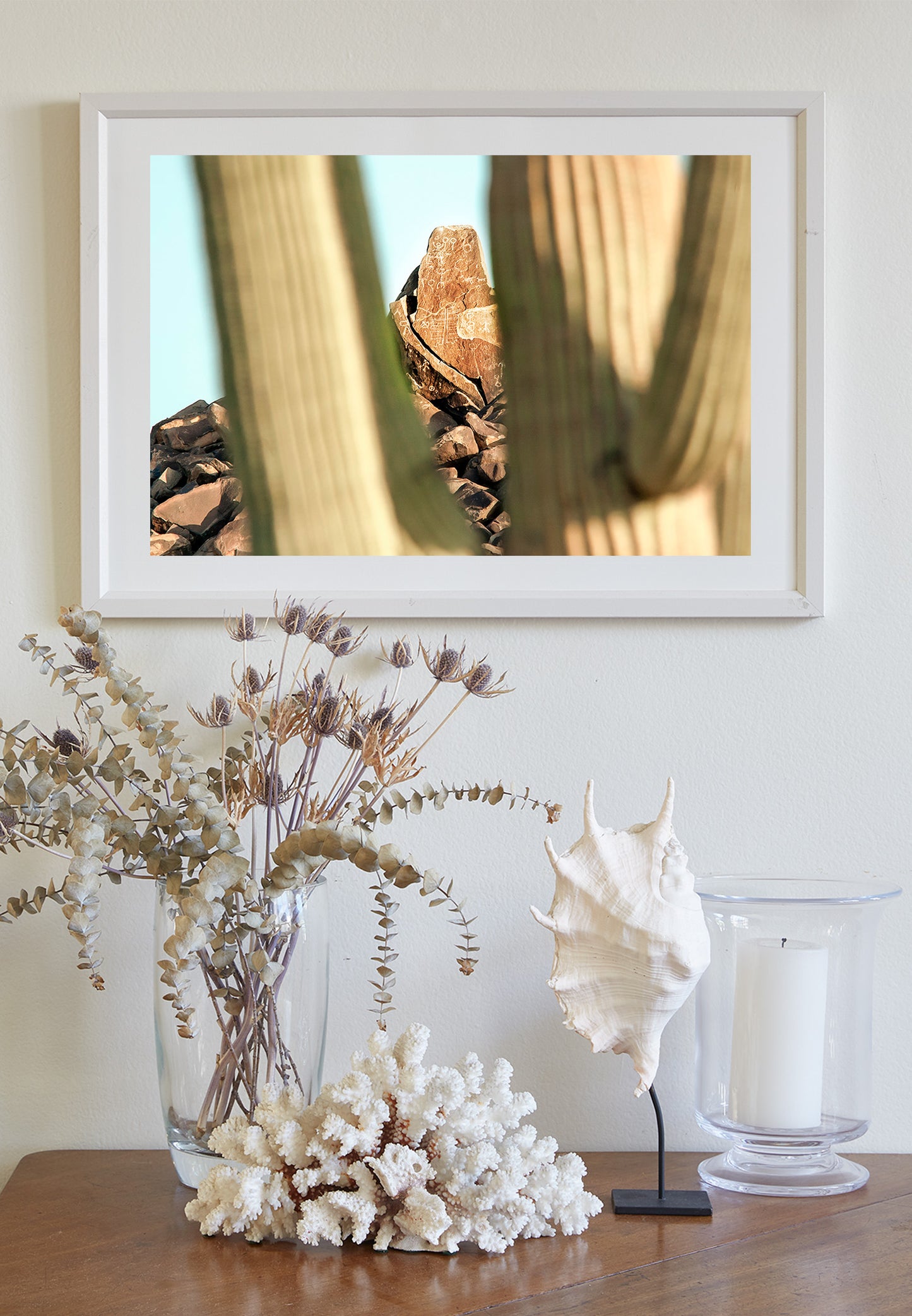 Native American Petroglyphs & Saguaro Cactus Arizona Art Print