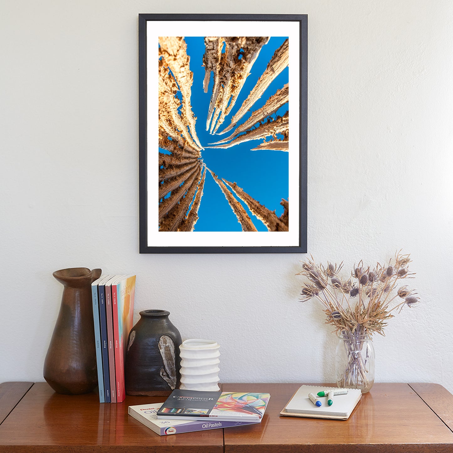 Abstract Desert Cactus Art as Botanical Wall Decor with Saguaro Spines