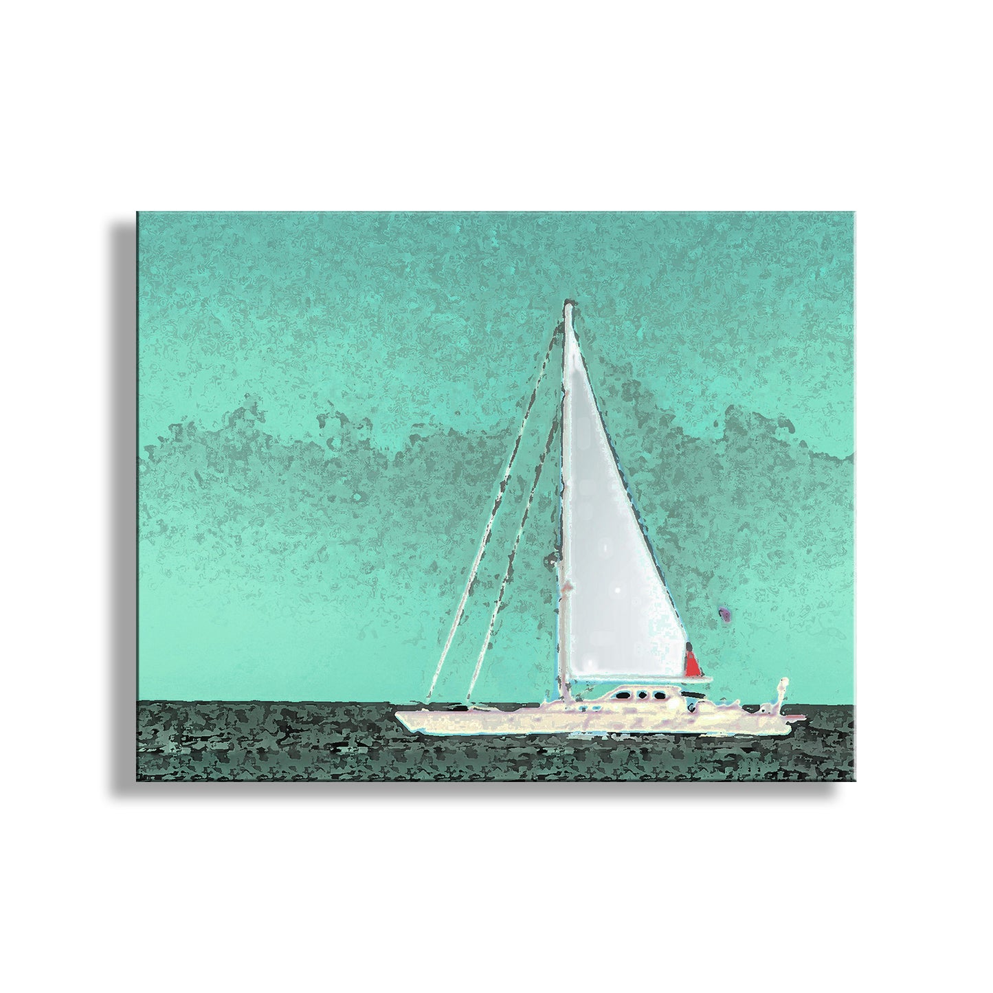 Sailboat Art Print | Block Island Rhode Island | Pastel Green Sailing Decor