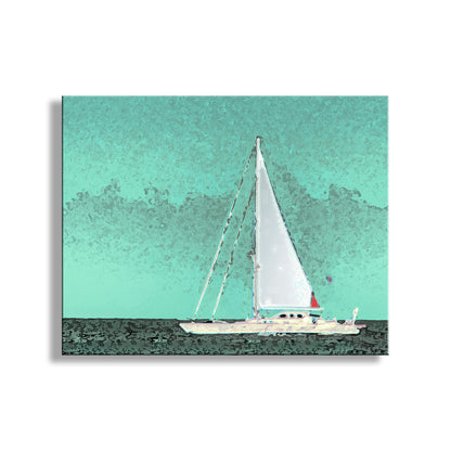 Sailboat Art Print | Block Island Rhode Island | Pastel Green Sailing Decor