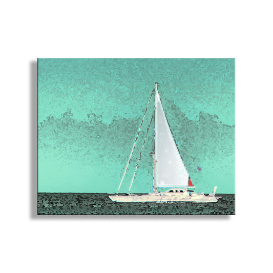 Sailboat Art Print | Block Island Rhode Island | Pastel Green Sailing Decor