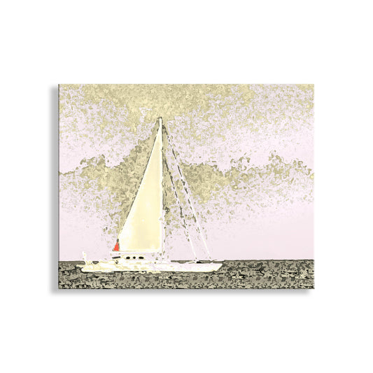 Sailing Wall Art with Sailboat at Block Island  in Mellow Yellow