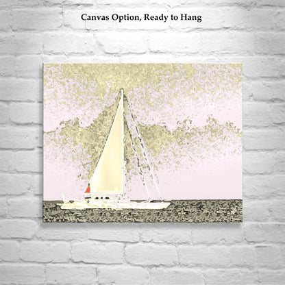 Sailing Wall Art with Sailboat at Block Island  in Mellow Yellow