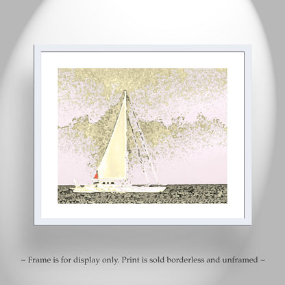 Sailing Wall Art with Sailboat at Block Island  in Mellow Yellow