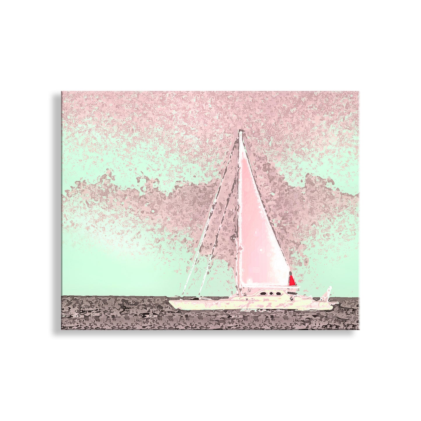 Sailing Wall Decor in Pink with Atlantic Ocean Sailboat at Block Island