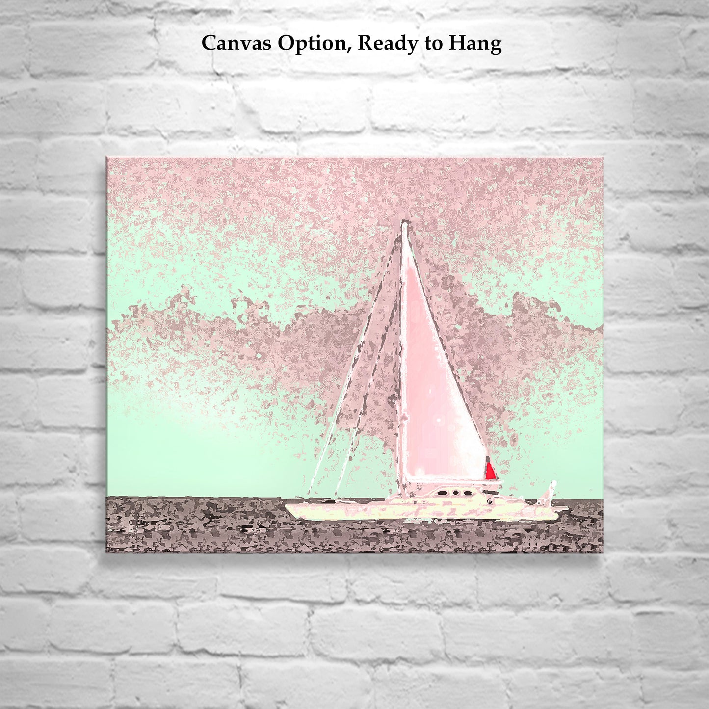 Sailing Wall Decor in Pink with Atlantic Ocean Sailboat at Block Island