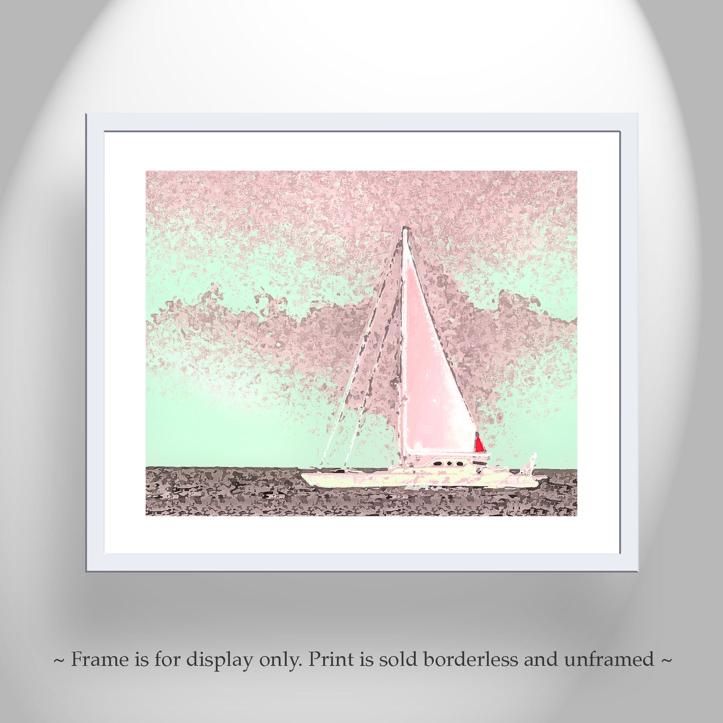 Sailing Wall Decor in Pink with Atlantic Ocean Sailboat at Block Island