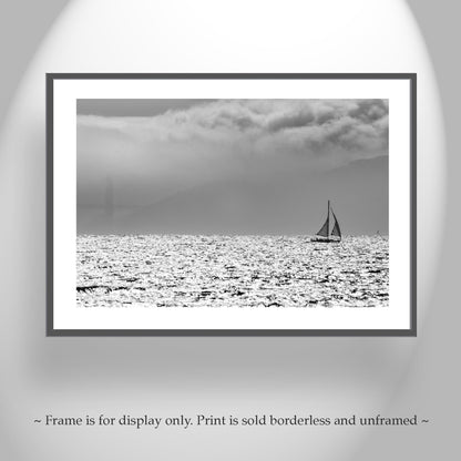 Sailing Art in Black and White | Sailboat Photography at San Francisco Bay | Bay Area Art Gift