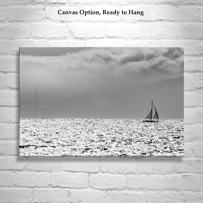 Sailing Art in Black and White | Sailboat Photography at San Francisco Bay | Bay Area Art Gift