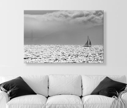 Sailing Art in Black and White | Sailboat Photography at San Francisco Bay | Bay Area Art Gift