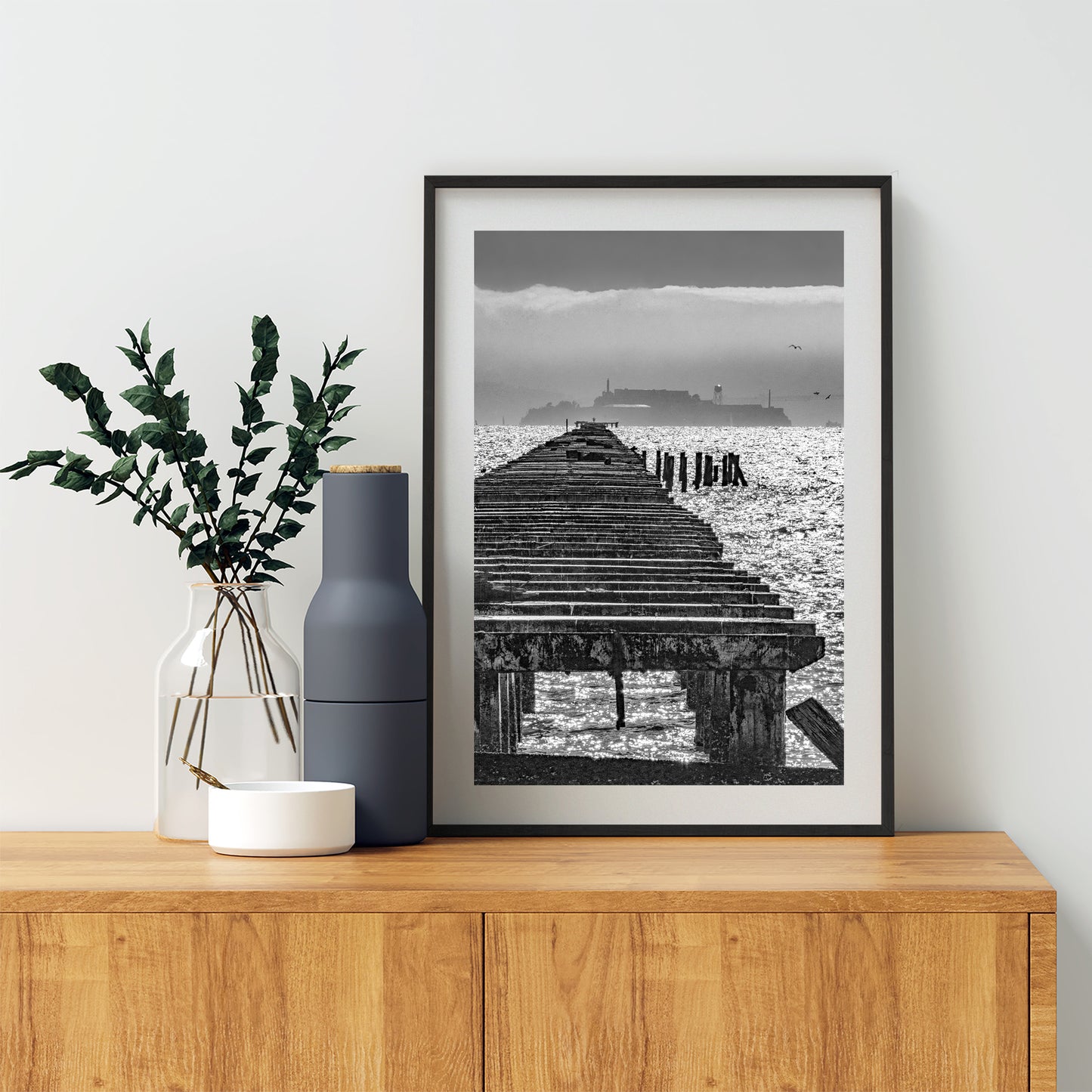 Berkeley Pier Art Photography at San Francisco Bay in Black and White Wall Decor