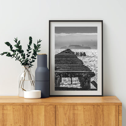 Berkeley Pier Art Photography at San Francisco Bay in Black and White Wall Decor