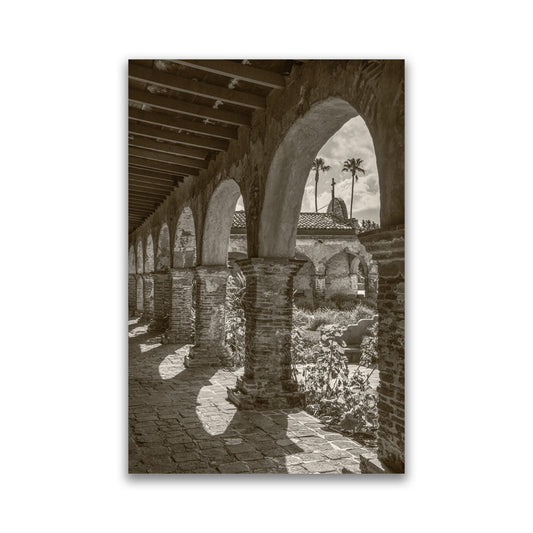 San Juan Capistrano Mission Art - California Church Print in Vintage Sepia Tone