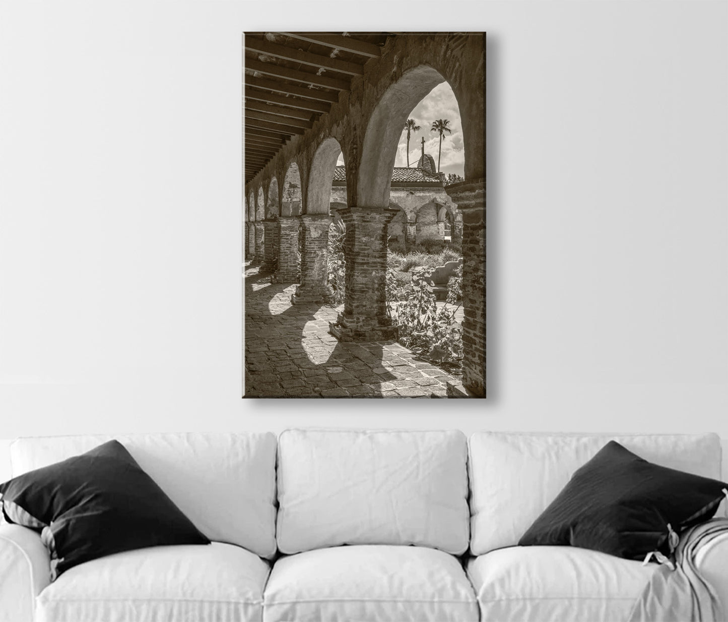 San Juan Capistrano Mission Art - California Church Print in Vintage Sepia Tone