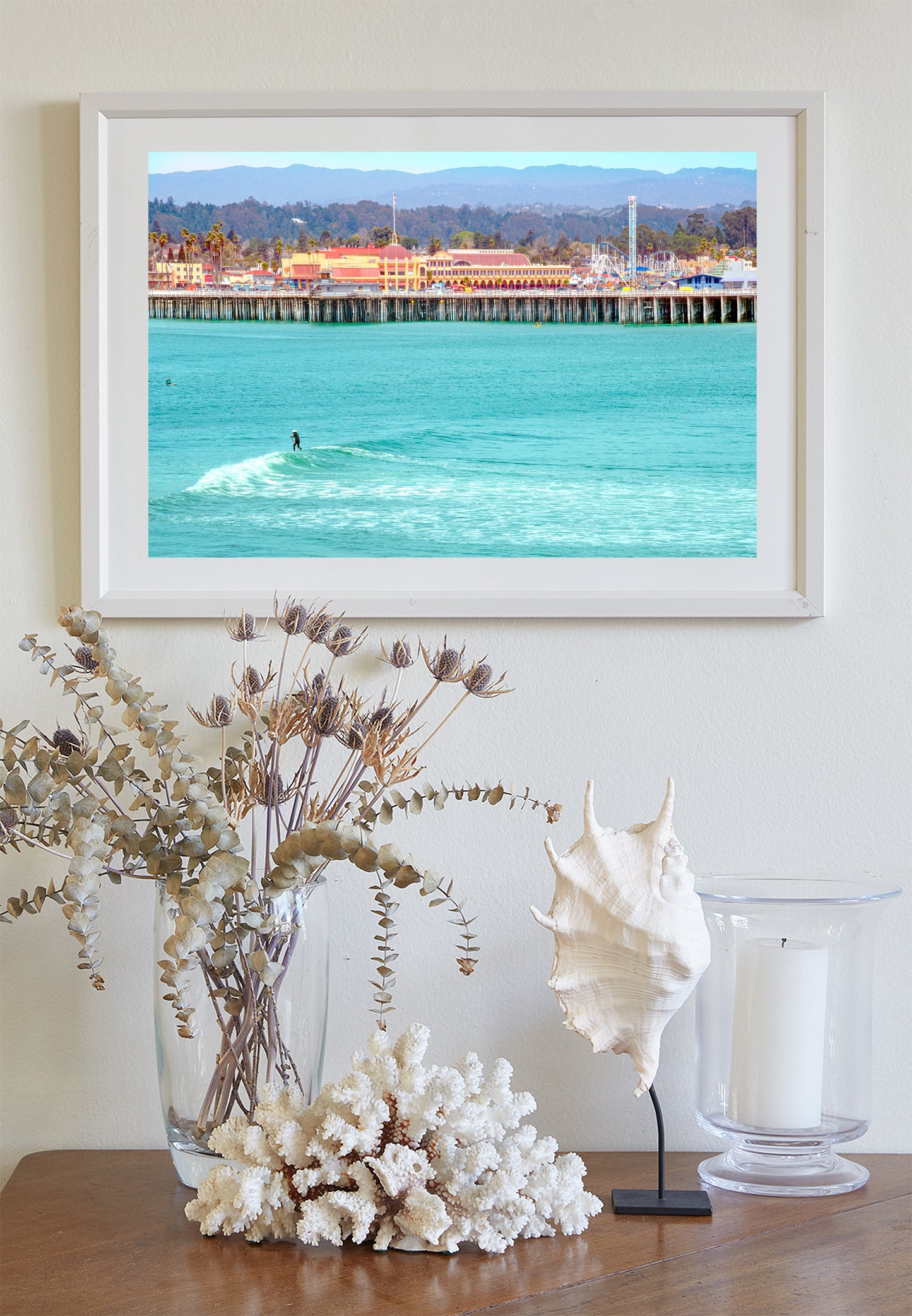 Santa Cruz California Wharf Beach Boardwalk | Ocean Surfing Art Print