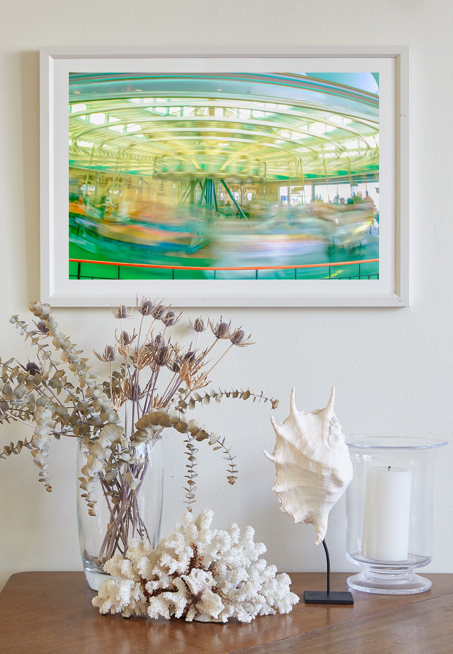 Carnival Carousel Art Print on Canvas at Santa Cruz California Beach Boardwalk