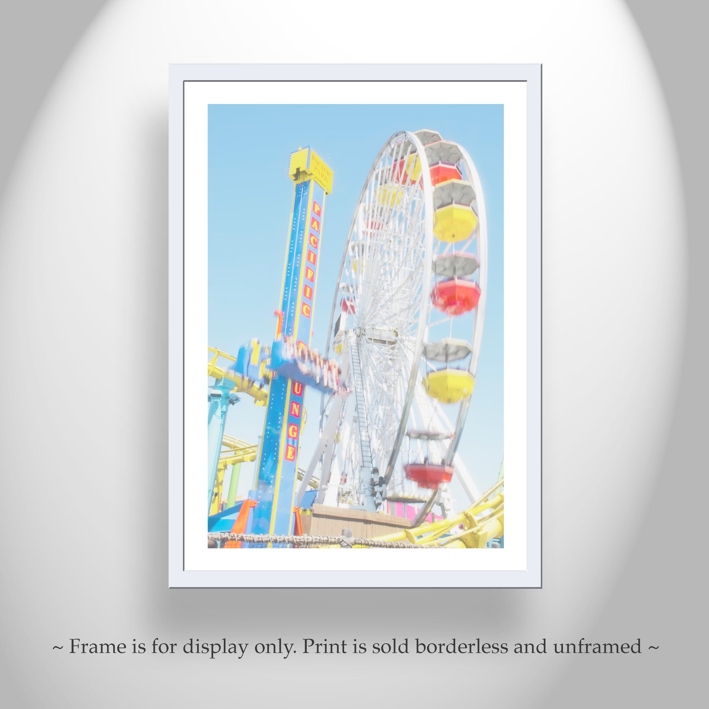Santa Monica Pier Los Angeles Ferris Wheel Art Print as Pastel Home Decor
