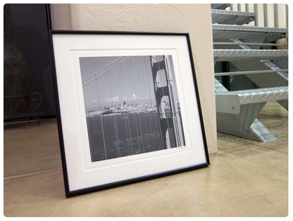 San Francisco Art Print with Golden Gate Bridge in Black and White | Square Wall Art Decor