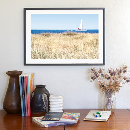 Block Island Sailboat Art | Atlantic Ocean Beach Grass Fine Art Sailor Gift