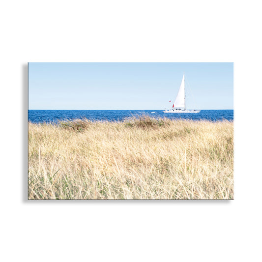 Block Island Sailboat Art | Atlantic Ocean Beach Grass Fine Art Sailor Gift