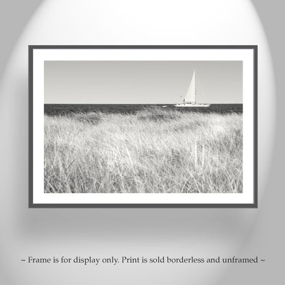 Rhode Island Block Island Sailboat Photo Print with Beach Grass as Home Decor