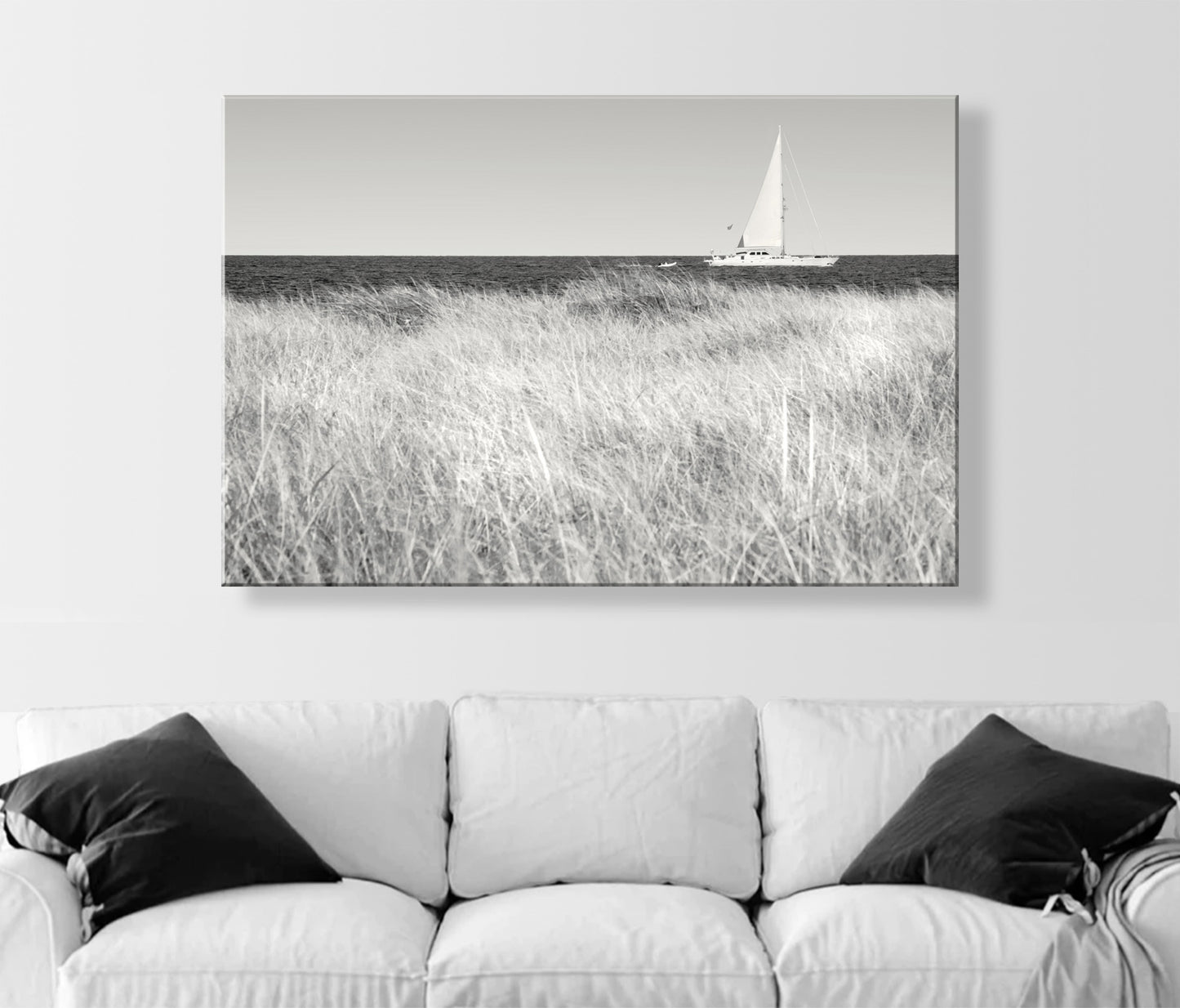 Rhode Island Block Island Sailboat Photo Print with Beach Grass as Home Decor