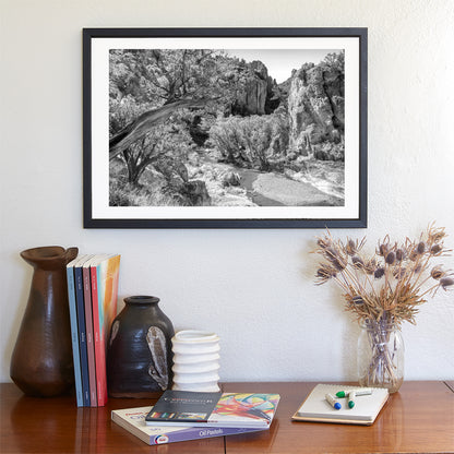Black and White Desert Canyon Landscape Art for Sale