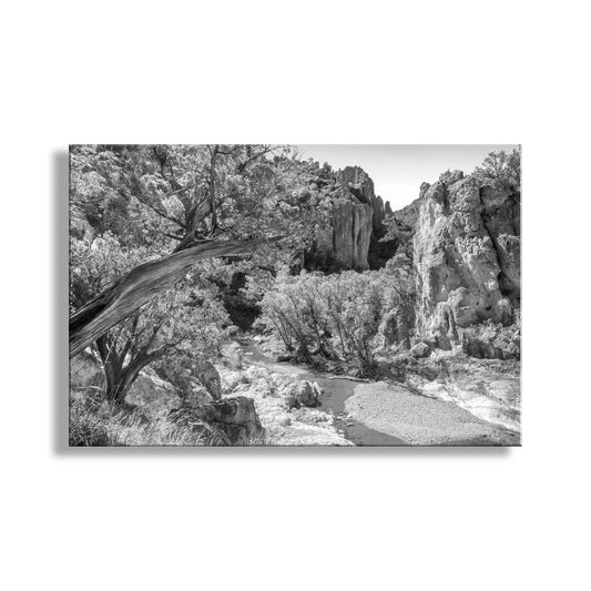 Black & White Desert Canyon Landscape Art with Wilderness Canyon