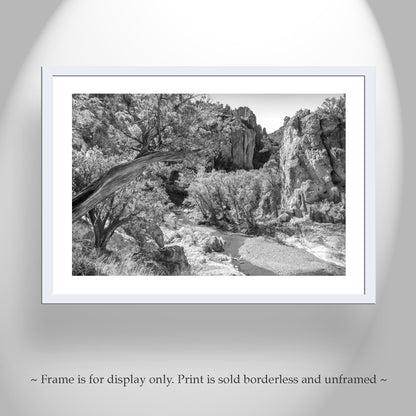 Black & White Desert Canyon Landscape Art with Wilderness Canyon