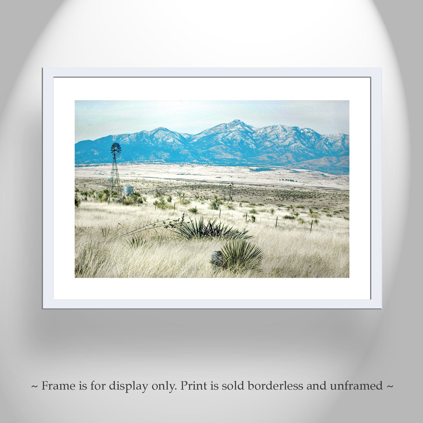 Sonoita Arizona Ranch Windmill Landscape Art with Santa Rita Mountains