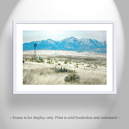 Sonoita Arizona Ranch Windmill Landscape Art with Santa Rita Mountains
