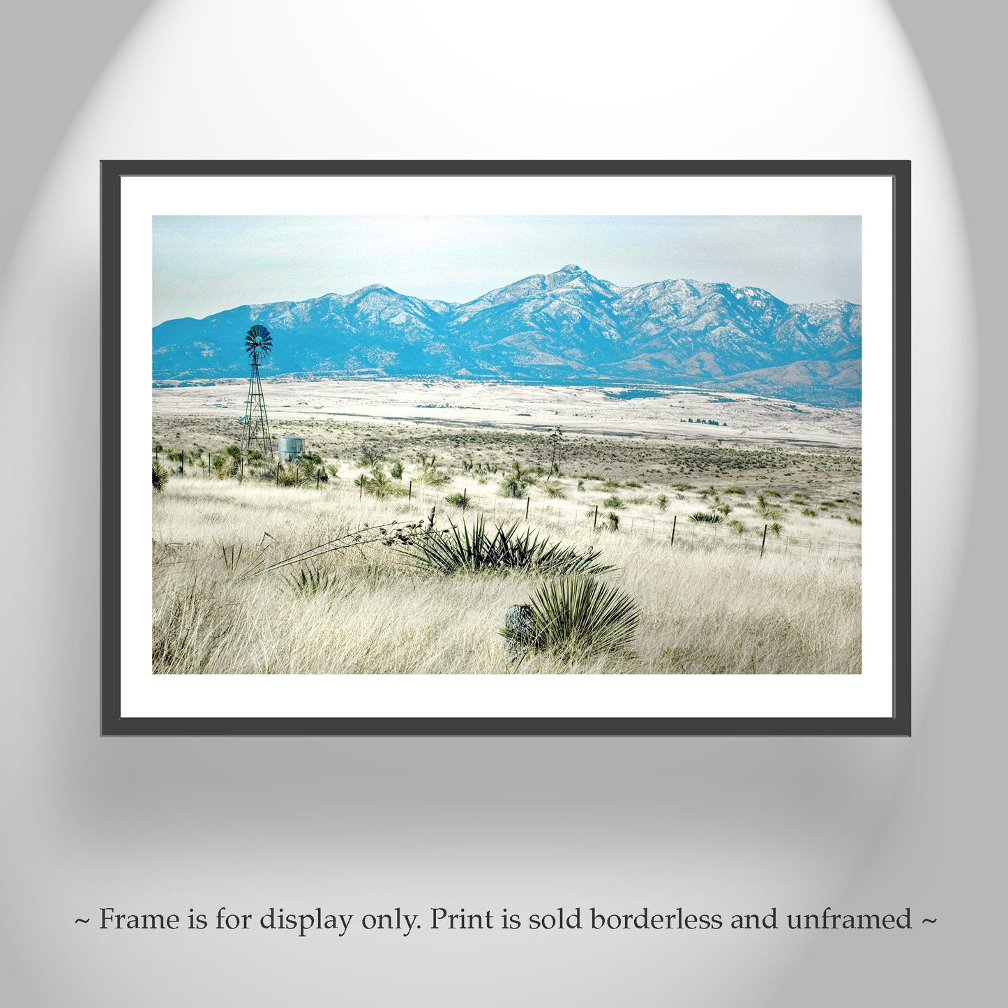 Sonoita Arizona Ranch Windmill Landscape Art with Santa Rita Mountains